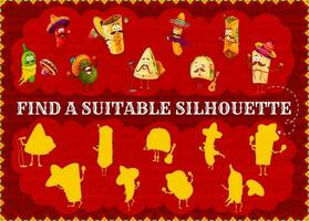 trouver une silhouette mexicain dessin animé nourriture personnages vecteur