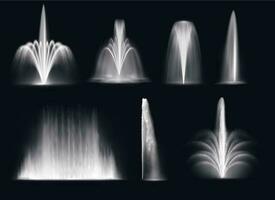 fontaines ou geysers réaliste vecteur l'eau jets