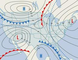 prévoir temps isobare carte, Etats-Unis Etat météorologie vecteur