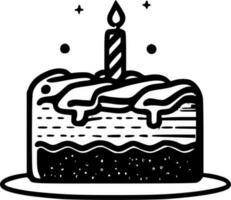 anniversaire gâteau - noir et blanc isolé icône - vecteur illustration