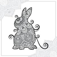 mandala de lapin. éléments décoratifs vintage. motif oriental, illustration vectorielle. vecteur