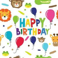 content anniversaire texte avec mignonne animal tête pour fête invitation et tout décoration vecteur