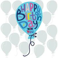 content anniversaire texte dans bleu ballon pour fête invitation et décoration vecteur
