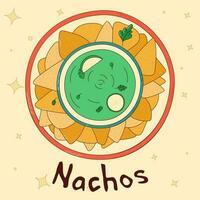 mexicain traditionnel aliments. Nachos. vecteur illustration dans main tiré style