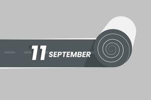 septembre 11 calendrier icône roulant à l'intérieur le route. 11 septembre Date mois icône vecteur illustrateur.