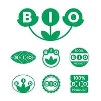 bio produit vert autocollants, Étiquettes, Mots clés, Icônes. vecteur