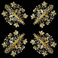 floral d'or ornement vecteur art, d'or floral ornements, floral décoratif éléments vecteur
