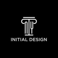 New York monogramme initiale logo avec pilier forme icône conception vecteur