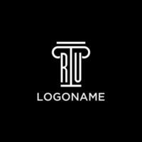 ru monogramme initiale logo avec pilier forme icône conception vecteur