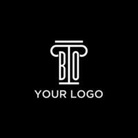 bo monogramme initiale logo avec pilier forme icône conception vecteur