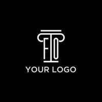 fo monogramme initiale logo avec pilier forme icône conception vecteur