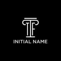 tf monogramme initiale logo avec pilier forme icône conception vecteur