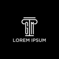 gm monogramme initiale logo avec pilier forme icône conception vecteur