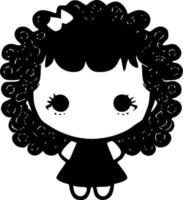 bébé fille - noir et blanc isolé icône - vecteur illustration