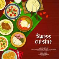 Suisse restaurant nourriture menu vecteur couverture modèle