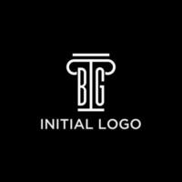 bg monogramme initiale logo avec pilier forme icône conception vecteur