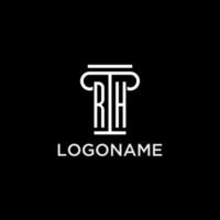 rh monogramme initiale logo avec pilier forme icône conception vecteur