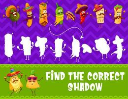 trouver le correct ombre de mexicain nourriture personnages vecteur