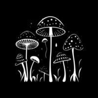 champignons, noir et blanc vecteur illustration