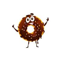 dessin animé content Chocolat Donut vecteur personnage