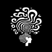 psychédélique - noir et blanc isolé icône - vecteur illustration