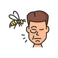 guêpe ou abeille piquer allergie Couleur contour icône vecteur