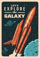 espace fusée et Navette dans galaxie vecteur affiche