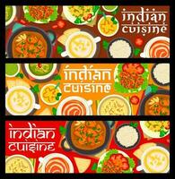 Indien nourriture restaurant repas horizontal bannières vecteur