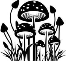 champignons - noir et blanc isolé icône - vecteur illustration