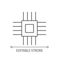 icône linéaire de micro pièces électroniques vecteur