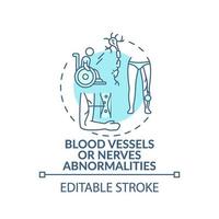 Icône de concept de vaisseaux sanguins et de nerfs anomalies vecteur