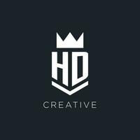 HD logo avec bouclier et couronne, initiale monogramme logo conception vecteur