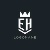 hein logo avec bouclier et couronne, initiale monogramme logo conception vecteur