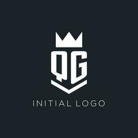 qg logo avec bouclier et couronne, initiale monogramme logo conception vecteur