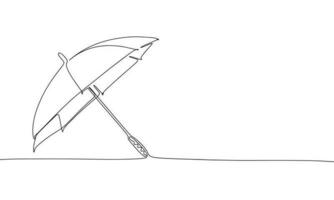 parapluie un ligne continu isolé sur blanc Contexte. main tiré contour ligne art vecteur illustration. pluie que ce soit.