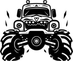 monstre camion, noir et blanc vecteur illustration