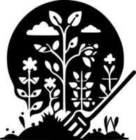 jardinage, noir et blanc vecteur illustration
