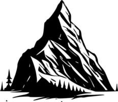 Montagne - noir et blanc isolé icône - vecteur illustration