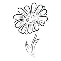 Facile esquisser avec une fleur et laisser vecteur illustration contour main tiré pour impression ou utilisation comme affiche, carte, tatouage ou t chemise