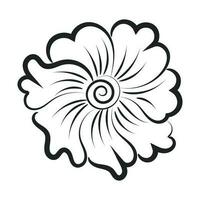 Facile esquisser avec une fleur et laisser vecteur illustration contour main tiré pour impression ou utilisation comme affiche, carte, tatouage ou t chemise