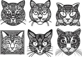 haute qualité stylé noir chat tête vecteur de illustration