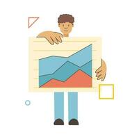 affaires ou éducatif infographie concept avec homme d'affaire avec statistiques et Comparaison graphiques. vecteur