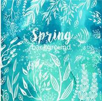 printemps Contexte avec croquis décoratif impression de plantes vecteur
