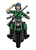 femmes armée soldat équitation le monde guerre 2 moto vecteur