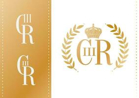 ensemble de d'or Nouveau Royal zéro de le Roi Charles troisième couronnement, élégant vecteur illustration