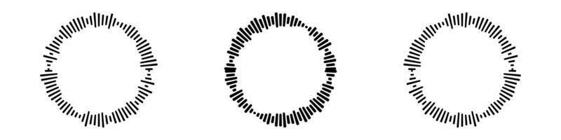 cercle l'audio vagues ensemble. circulaire la musique du son graphique conception collection. rond du son et radial radio égaliseur.vecteur isolé illustration vecteur