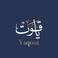 yaqoot arabe et islamique Nom calligraphie et typographie moderne style veux dire rubis et grenat. traduit rubis. vecteur