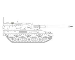 auto-propulsé obusier dans ligne art. allemand 155 mm panzerhaubitze 2000. militaire blindé véhicule. détaillé vecteur illustration isolé sur blanc Contexte.