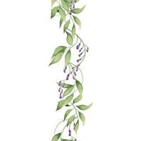 verticale sans couture frontière avec violet glycine. asiatique les plantes. botanique fleur illustration pour mariage conception, fond d'écran, publicité. vecteur