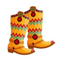 bottes de cow-boy colorées avec des ornements. symbole du mexique et de l'amérique. illustration, vecteur